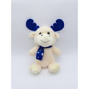 Greenbrier International Moose Deer Plush Stuffed Animal Blue Scarf Cream 10"